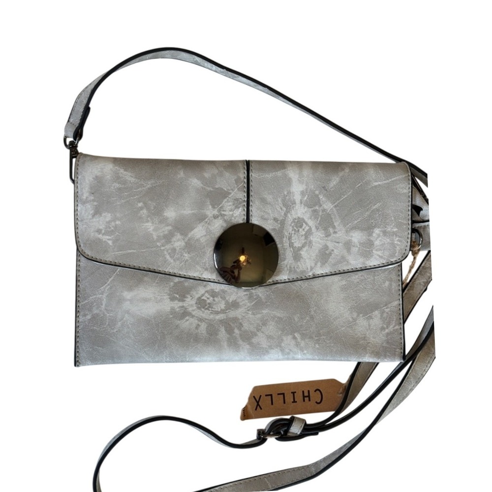 NEW Chillx Silver Tie-Dye Vegan Leather Crossbody Bag